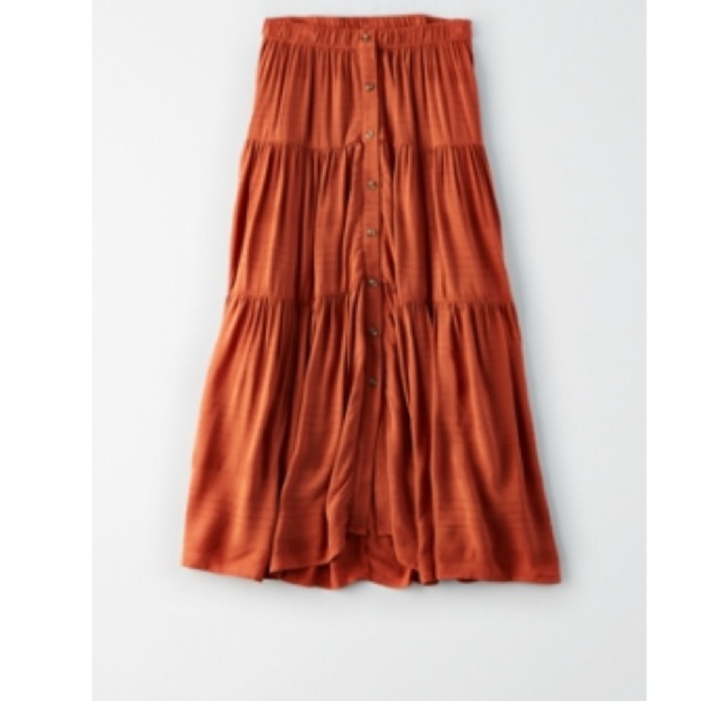 AE HIGH-waisted MIDI Skirt Rust Cottage Core L